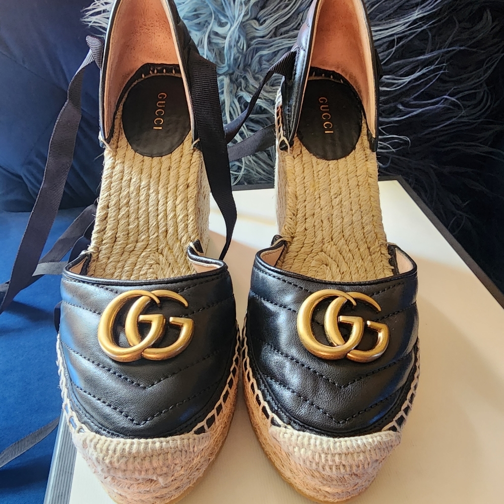 Gucci nappa char Marmont wedge